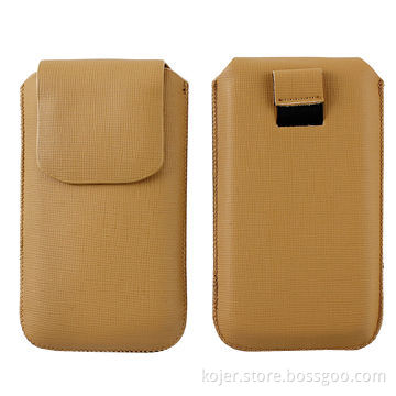 Universal Leather Case with Magnetic Flap Closure, Leather Phone Pouch